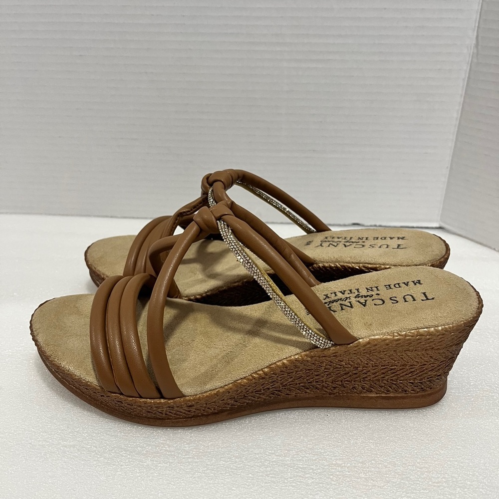 Women's Elvera Slip-On Wedge Sandals by Easy Street. Size 8M Color Brown - Picture 4 of 7